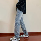 bottom zipper destroyed washed jeans skinny jeans ripped holes trousers men biker jeans fashion streetwear hip hop pants joggers casual joggers