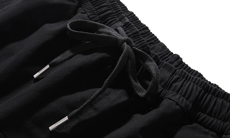 hip hop loose fit elastic waist cargo pants side big pocket ankle pants with belt mens drewstring military sweatpants joggers unique joggers style 4651