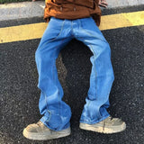 2023 cool design blue gothic baggy men jeans pants y2k clothes korean fashion women straight solid denim trousers pantalon homme unique jeans style 1186