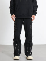 hip hip pants men bottom zipper cargo pants streetwear side pockets harajuku joggers unisex baggy loose straight cotton trousers urban active pants