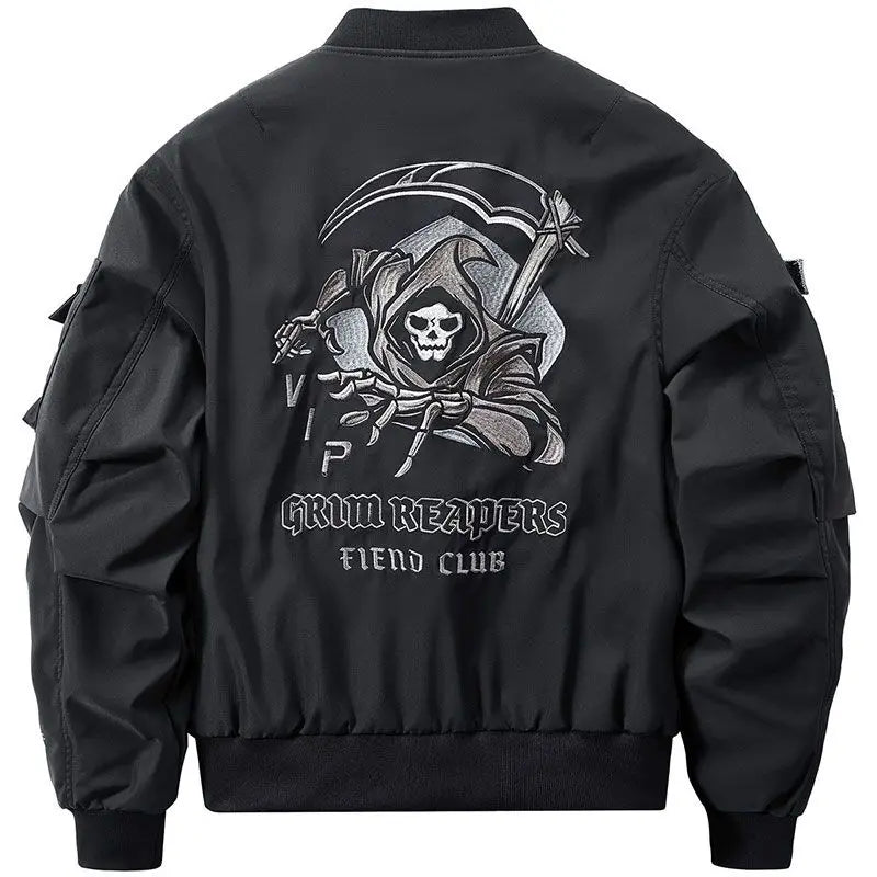 Hot selling skull embroidery men jacket motorcycle clothes Baseball uniform handsome outdoor harajuku streetwear 2023 new tops