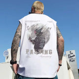Cyberpunk Tribal flames – Summer Goth Astronaut Print Sleeveless T Shirt For Men Hip H