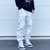hip hop loose fit elastic waist pants patchwork paisley side bottoms ankle pants mens casual drewstring sportwear pants joggers streetwear sweatpants