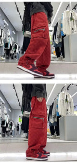 korean street ins overalls men women high street retro personality straight japanese style versatile loose y2k wide leg pants unique default style 3216