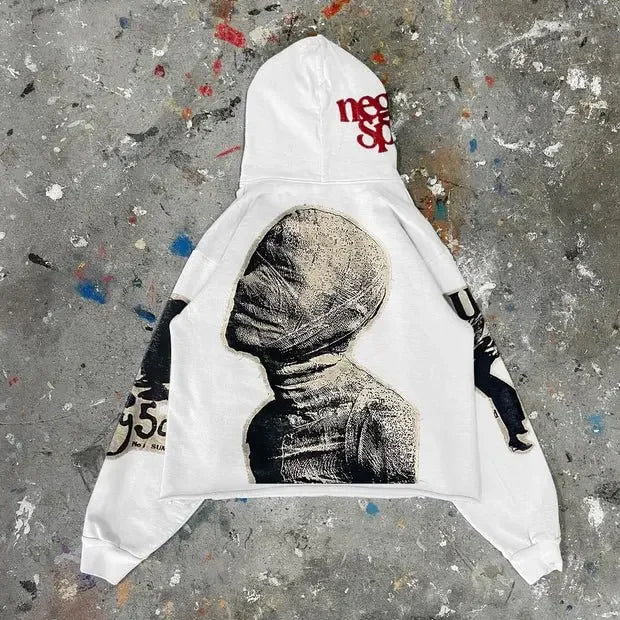 Y2K Hoodie Trend Punk Mummy Print Oversized Hoodie Men and Women New Fashion Loose Harajuku Hip Hop Streetwear Gothic Sweatshirt