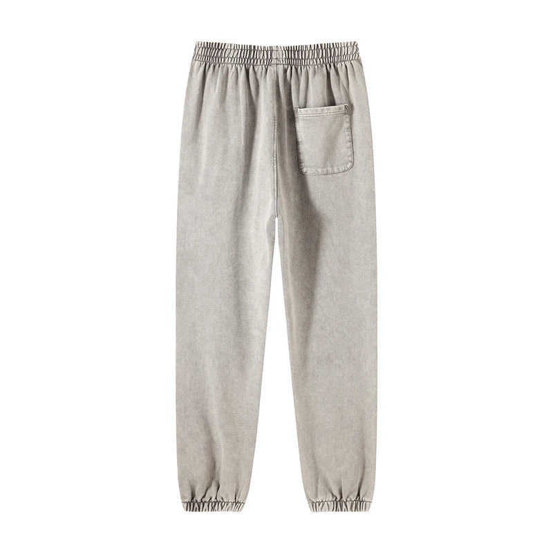 high street dark distressed vintage baggy joggers pants ins versatile drawstring sports pants men washing wax dyeing sweatpants unique joggers style 3194