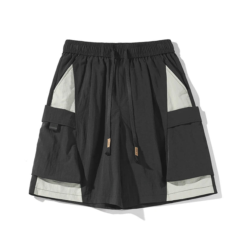trendy patchwork shorts for men baggy track pants side pockets basketball short pants hip hop street male shorts summer street shorts