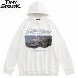 2023 Hoodie Sweatshirt Men Streetwear Retro Mountain Graphic Hooded Pu