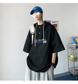 Harajuku Vintage anime – New Mens Casual Hooded Y2K T Shirt Summer Short Sleeve