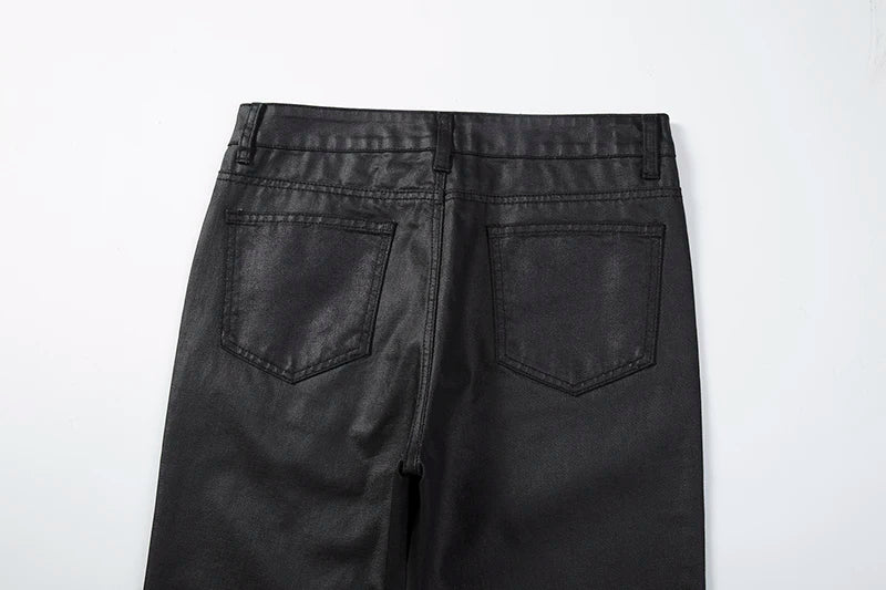 harajuku black jeans mens vibe waxed casual trousers straight pockets oversized pencil pants loose hip hop mens pants unique jeans style 4465