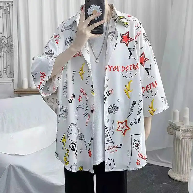 2023 Summer New Light Luxury Fashion Shirt Men Loose Casual Short-sleeved Shirt All-match Boutique Clothing Simple Style