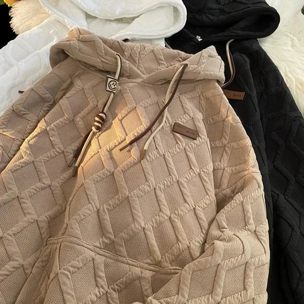 2024 New Mens Hoodie Fashion Korean Casual Loose Hooded Shirt Large Si