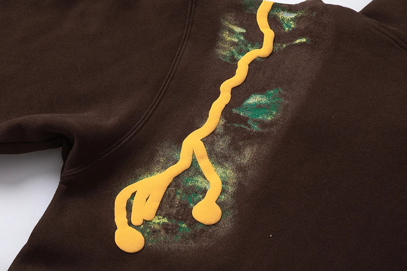High Street Lightning Foam Print Pullover Fleece Hoodies For Men And W
