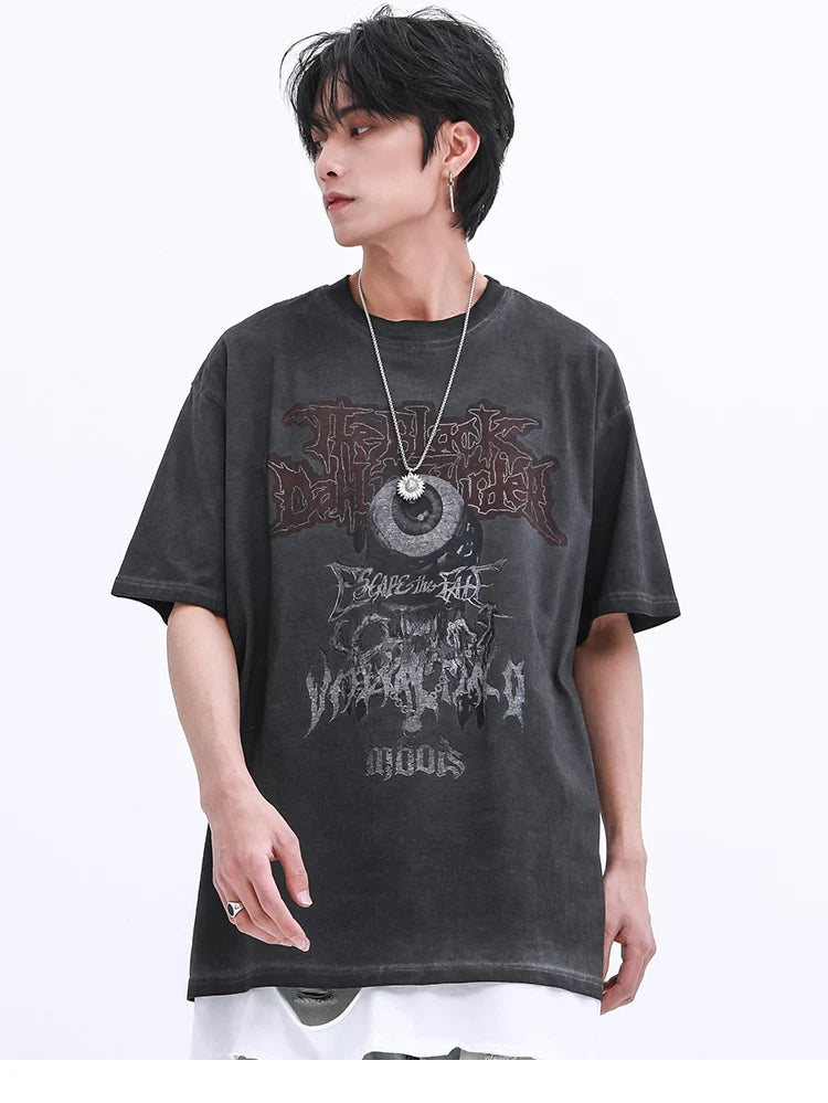 Gothic Vintage t-shirt – Hip Hop Streetwear T Shirt Dark Style Evil Eye Printed Haraj