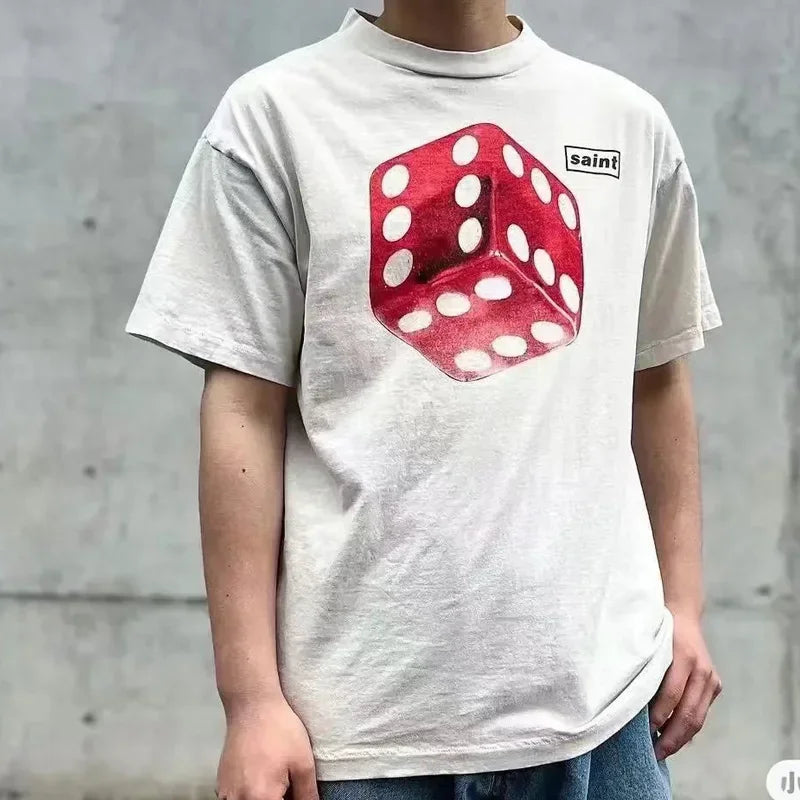 Trapwear Shirt – Spring Summer Cotton Vintage Short Sleeve Saint Top Tee – Urban Streetwear for Men & Women