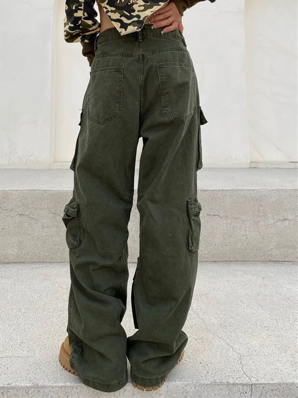 unisex hip hop pants retro cargo pant streetwear multi pockets zipper harajuku joggers new casual loose straight baggy trousers streetwear sweatpants