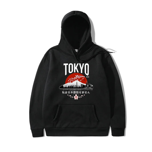 Japanese Tokyo Sakura Print Mens Hoodie Fashion Winter Autumn Mens Wom