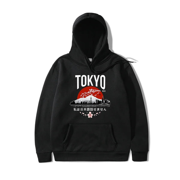 Japanese Tokyo Sakura Print Mens Hoodie Fashion Winter Autumn Mens Wom
