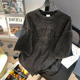 Y2k Melting smiley – American Style T Shirt Pure Cotton Washed Distressed Short S