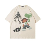 Anime Aesthetic print tee – 2023 Hip Hop Original Hand Painted Cartoon T Shirts Mens Coo