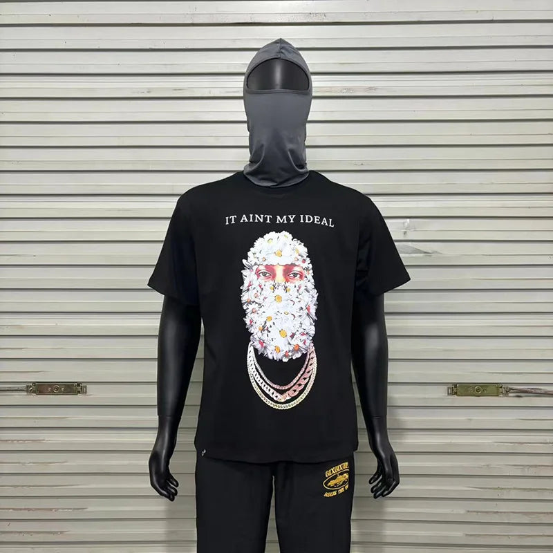 Glitchcore Fashion – High Quality Ih Nom Uh Nit T Shirt Masked Men Letter Printin – Urban Streetwear for Men & Women