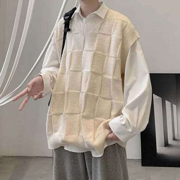 grunge knit pullover for fall and winter, oversized aesthetic with urban style, mens fashion layer for modern streetwear coll