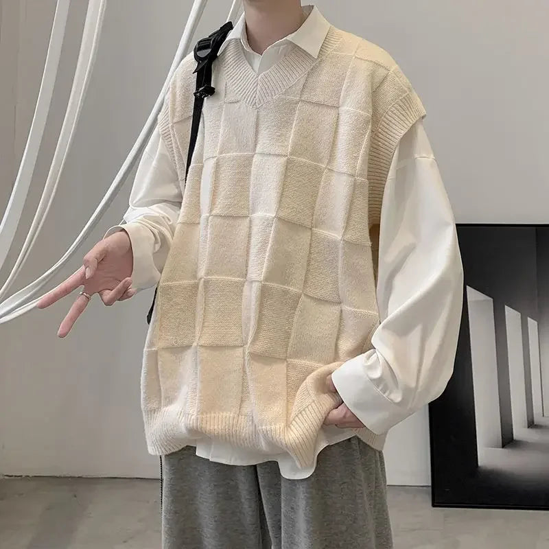grunge knit pullover for fall and winter, oversized aesthetic with urban style, mens fashion layer for modern streetwear coll