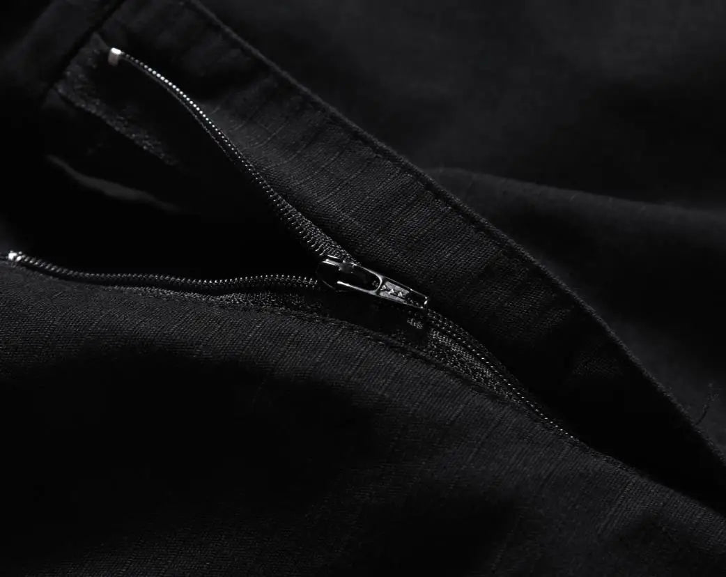 american streetwear zipper cargo straight trousers two different wearing washed detachable multi pocket mens balck tactical pant unique cargo style 1841