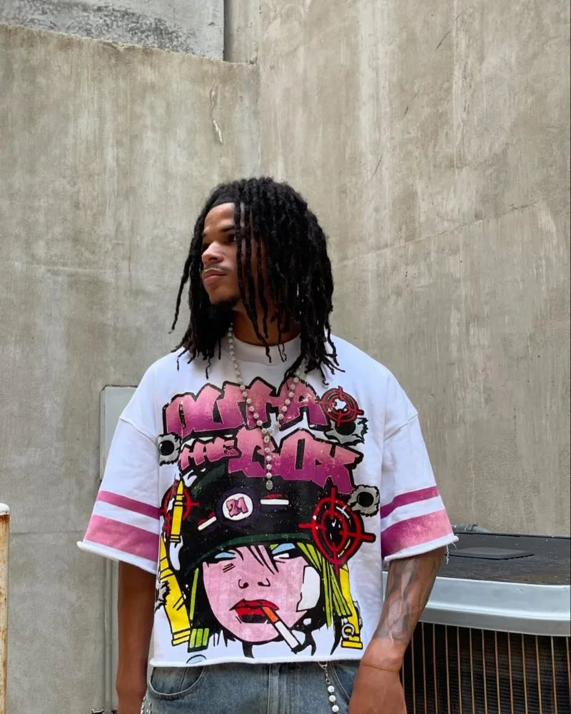 Cyberpunk Vintage t-shirt – Harajuku Trendy High Street Clothing Fashion Anime Letter Pr