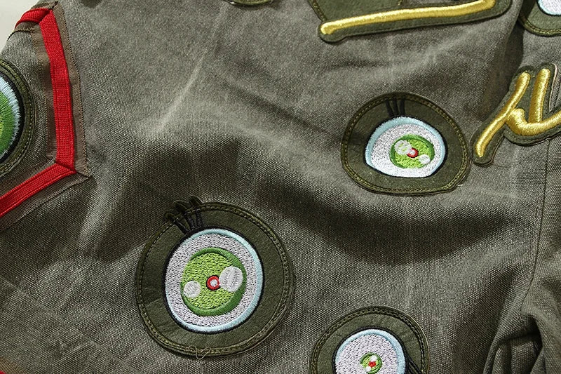 Japanese Eyes Embroidery Washed Military Green Worn Canvas Shorts for Men Summer Pockets Baggy Cargo Short Oversized