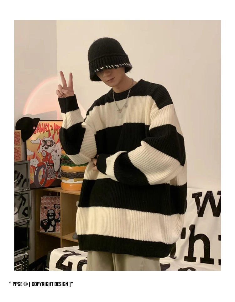 leather varsity streetwear knit with bold stitching, fall/winter pullover for urban outfits, men’s streetwear clothing piece 