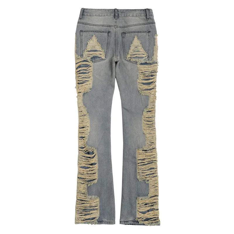 fashion ripped denim jeans mens destoryed holes zipper straight trousers jeans hip hop streetwear new casual joggers jeans pants unique joggers style 3085