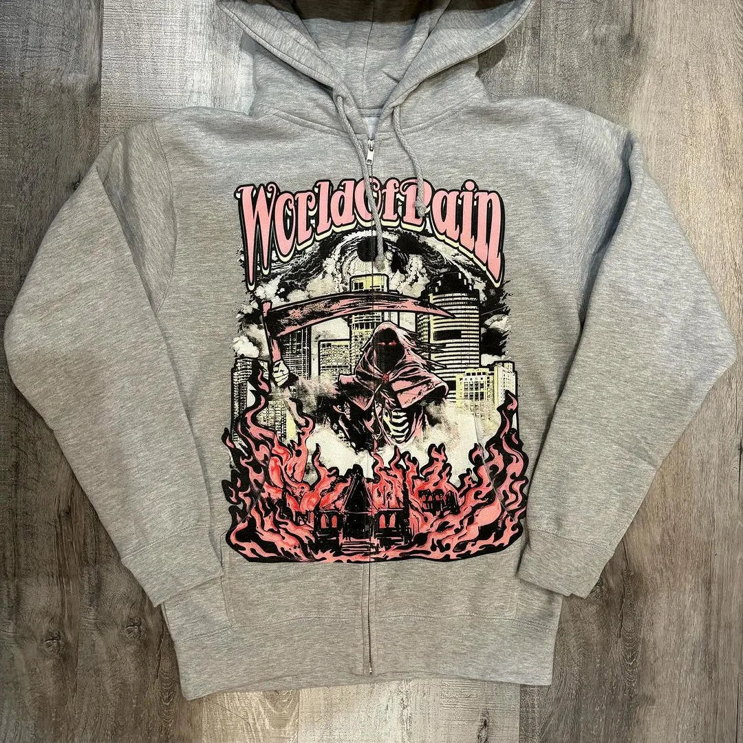 graphic fire pullover hoodie with oversized urban fit, trending menswear style, ideal for men’s fashion and seasonal streetwe