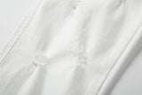 mens hole ripped white ankle zipper button jeans pants straight pockets solid color high street retro loose denim trousers unique jeans style 247