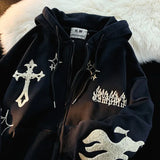 Gothic Embroidery Hoodies Women Retro Harajuku Hip Hop Jacket High Str