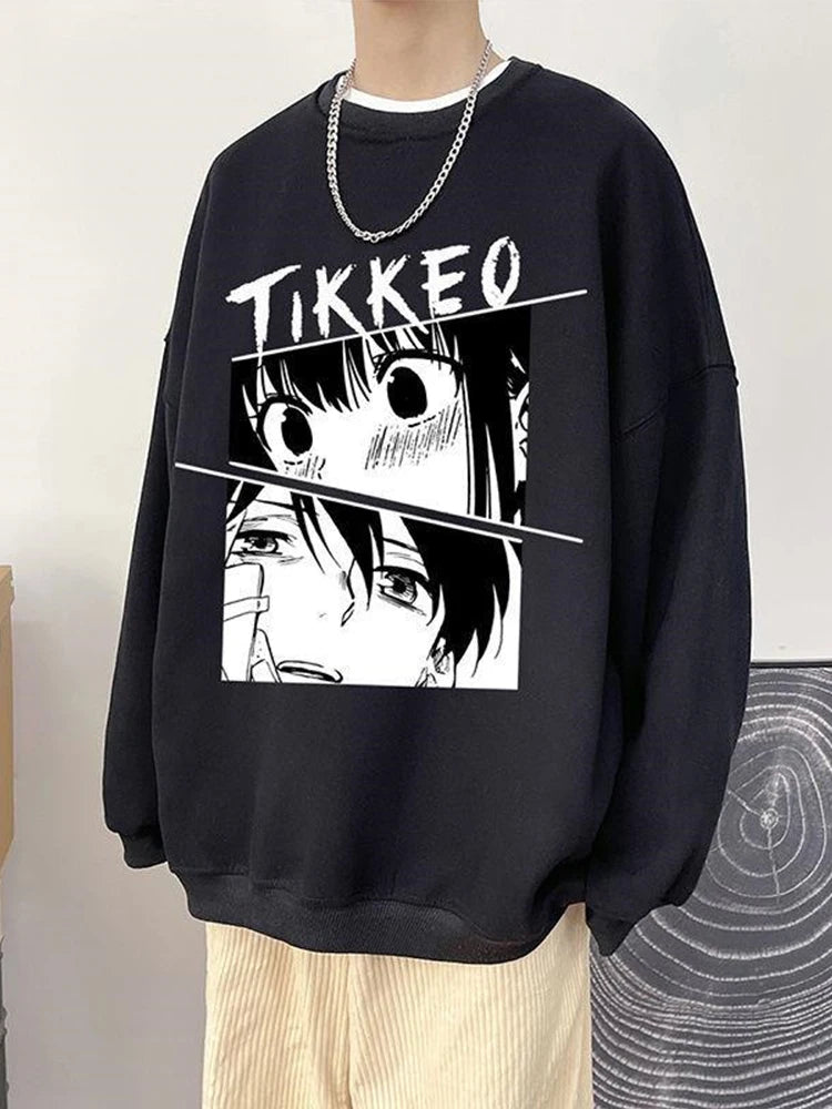 Autumn Japanese Anime Fashion Men Sweatshirt Graphic Fleece Y2K Clothes