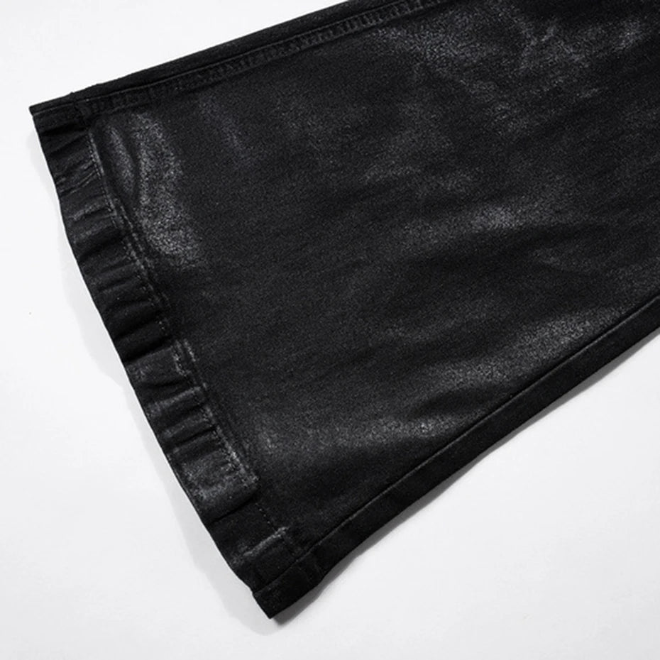 hi street flared jeans men broken patchwork denim pants streetwear harajuku luxury designer black jeans trousers male unique jeans style 349