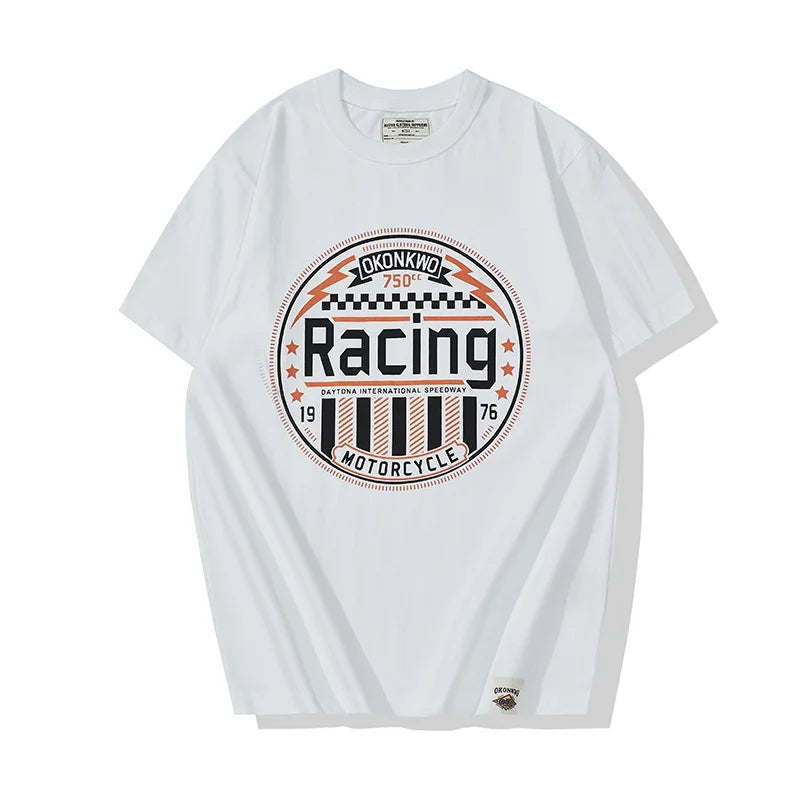 Skatercore Oversized shirt – Amekaji Vintage Mens T Shirt 2022 Spring Summer New Motorcyc