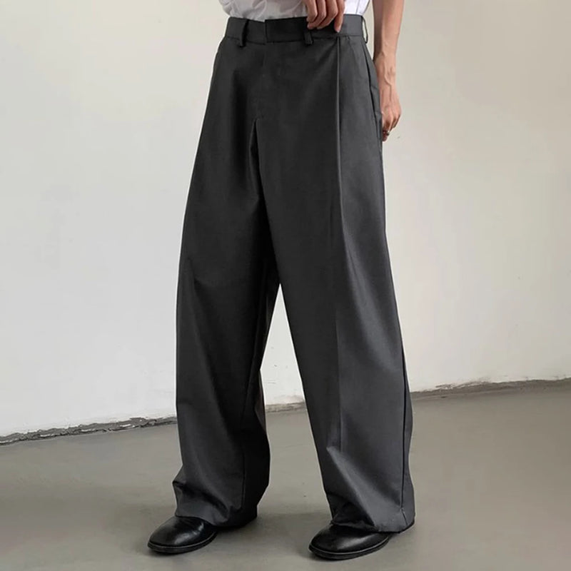 mens straight tube ice silk pants casual slacks youth thin wide leg pants business summer pants soft vintage trousers unique default style 981