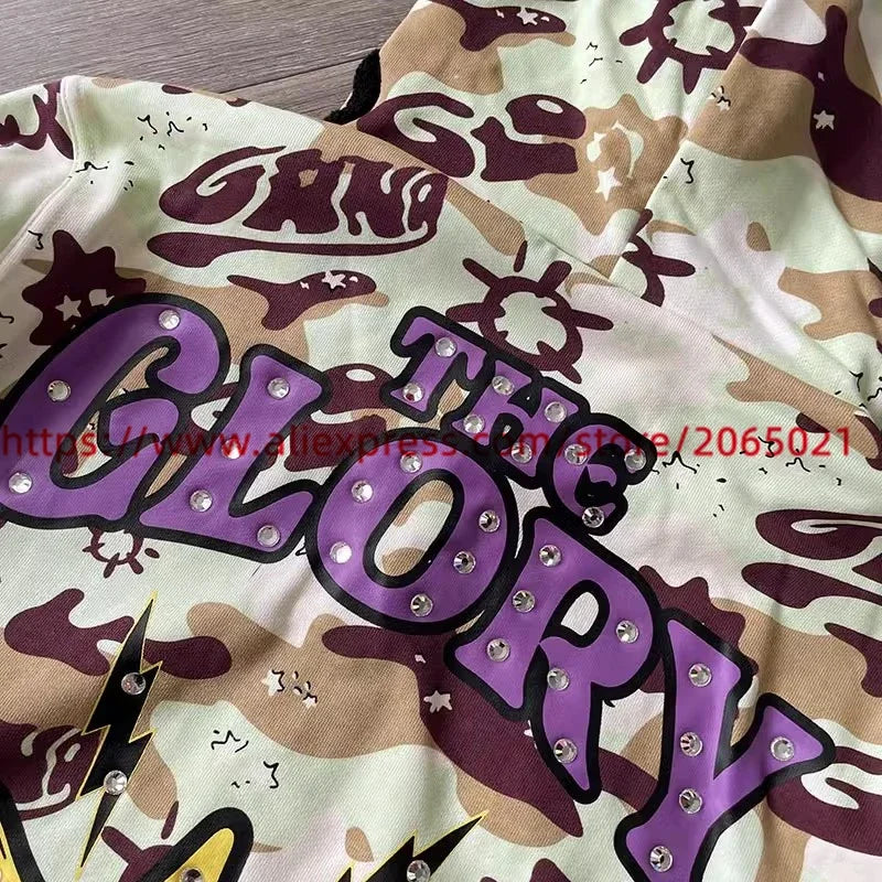 Towel Embroidered Cartoon Camouflage Glo Gang The Glory Full Zip Hoodi