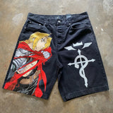 popular casual rem print sweatpants fashion y2k baggy jeans wide leg denim shorts pants harajuku streetwear trouser men clothing unique joggers style 4945
