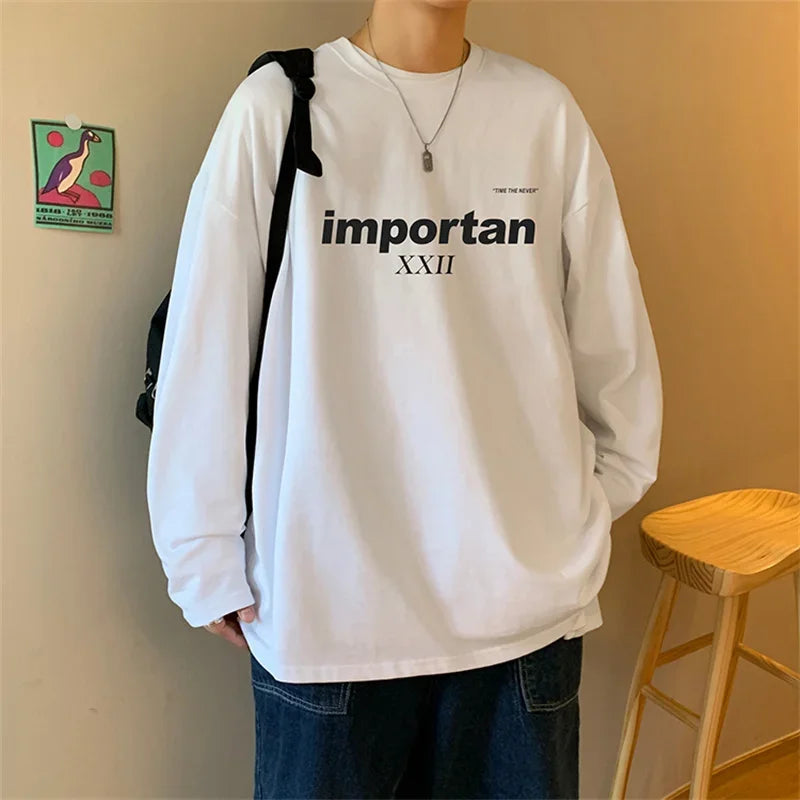 Y2k Chrome print – Autumn Importan Letter Printed T Shirt For Men High Street
