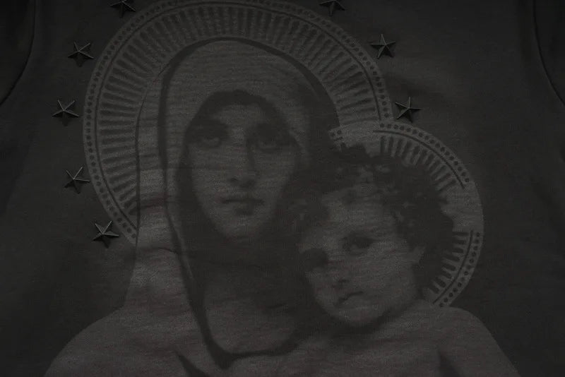 New 2022 Novelty Men Stereo Star Virgin Mary Halo Hoodies Hoody Hooded
