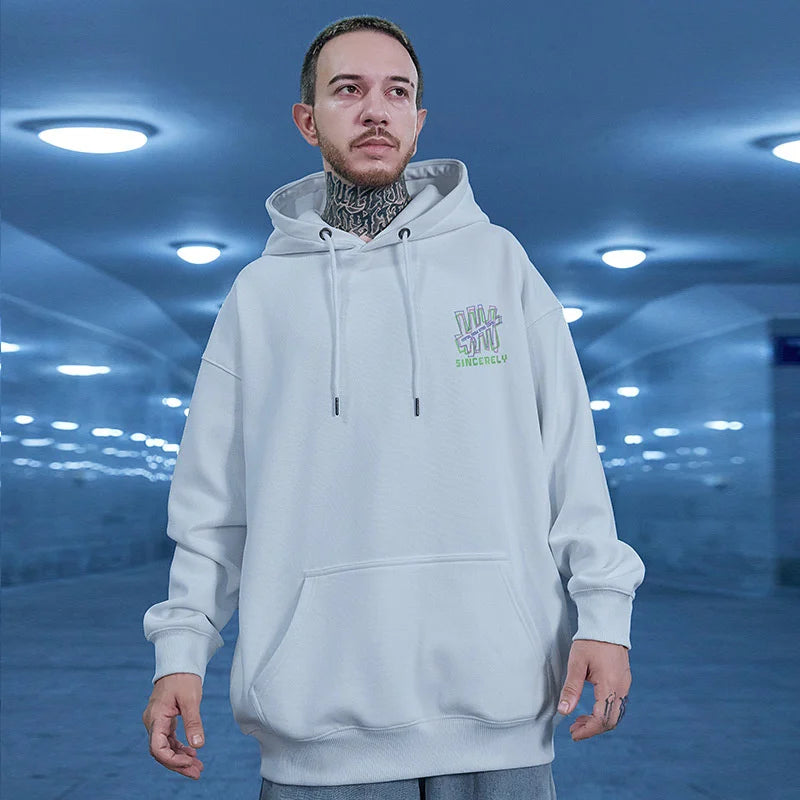 Retro Graffiti Letter Print Letter Pullover Hoodies Mens Streetwear