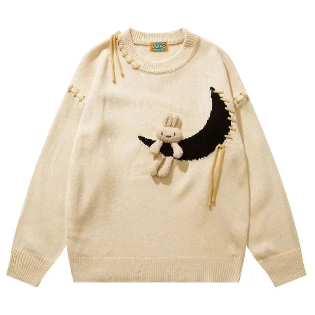 grunge knit sweater with heavyweight fabric, layered urban look for cold weather, street fashion menswear trend for seasonal 