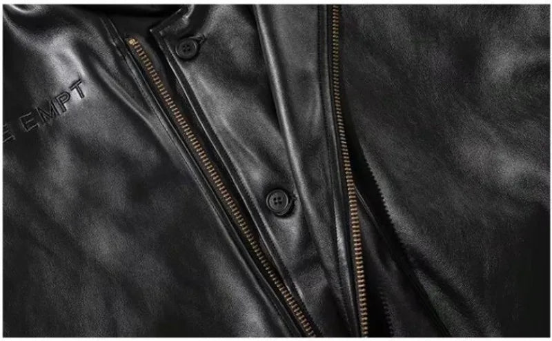 japanese street motorcycle set men thickened stand collar hip hop leather jacket harajuku casual pants 2 pcs bomber suit 2023 unique default style 4893