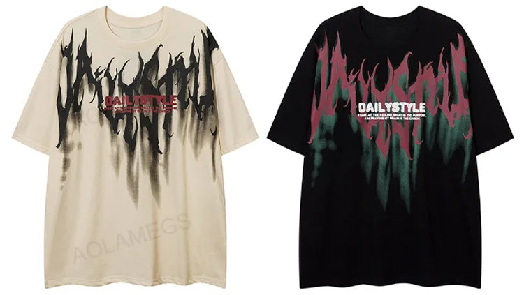 Y2k Chrome logo – Men Short Sleeve T Shirts Thorn Letter Print Tshirt High Str