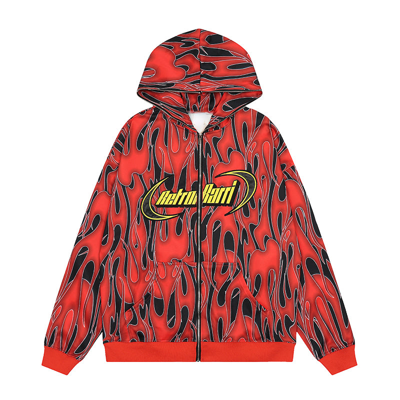 glitchcore tribal flames featuring mens harajuku fire printed hoodies unisex hip hop y2k full zipper sweatshirt streetwear casual hooded warm loose tops hoodies