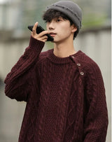 varsity flame knitwear, statement sweater, cozy knitwear for men, oversized grunge aesthetic winter top