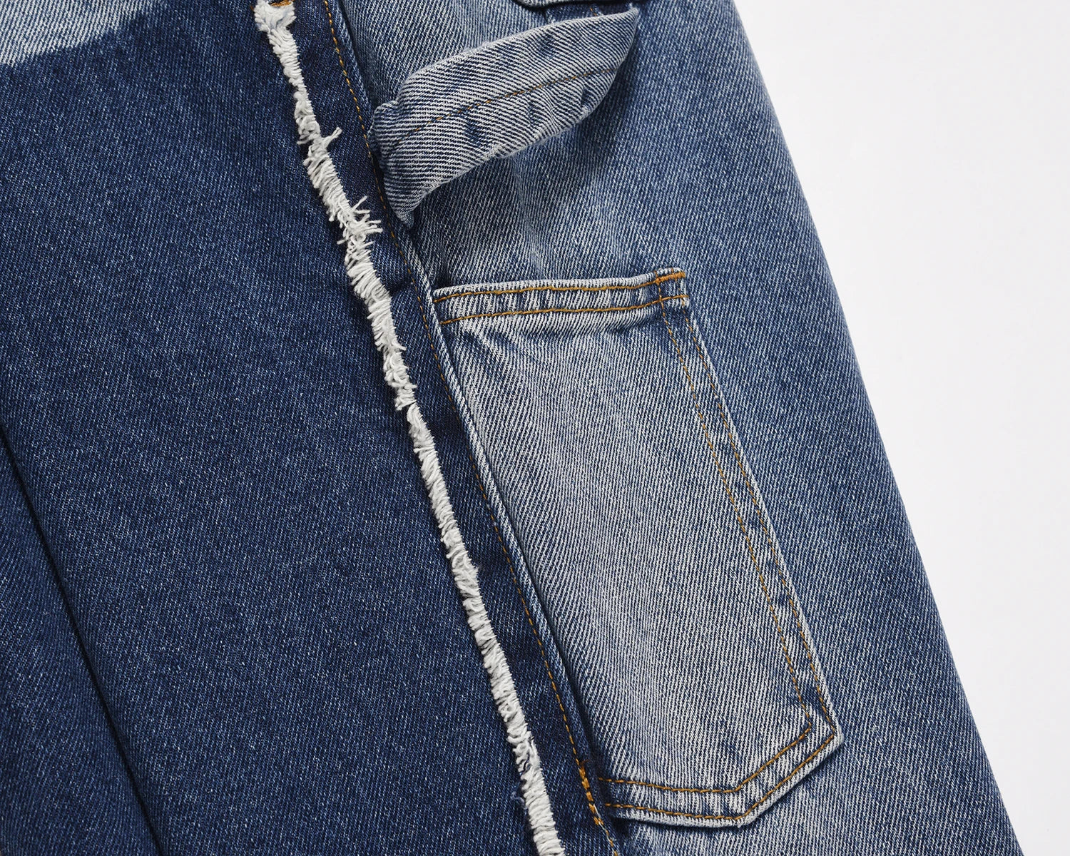 high street fashion contrast straight tube micro flared jean horn pant washing mens tassel vintage patchwork wide denim jeans unique jeans style 5004